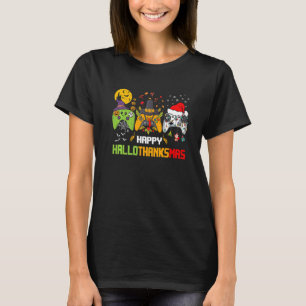 T-shirt Joyeux Hallothanksmas Jeux Vidéo Contrôleur Jeux
