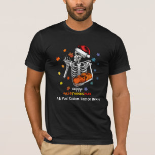 T-shirt Joyeux Hallothanksmas Squelette Turquie Citrouille