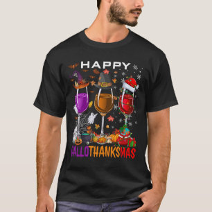 T-shirt Joyeux Hallothanksmas Vin Halloween Thanksgiving C