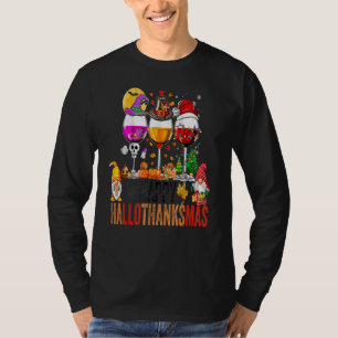 T-shirt Joyeux Hallothanksmas Vins Verres Sorcière Père No