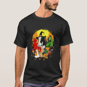 T-shirt Joyeux Halloween Animal  Chat noir Chien Vache Coc