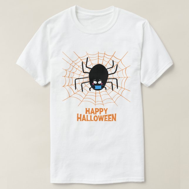 T-shirt Joyeux Halloween | Araignée portant un masque (Design devant)