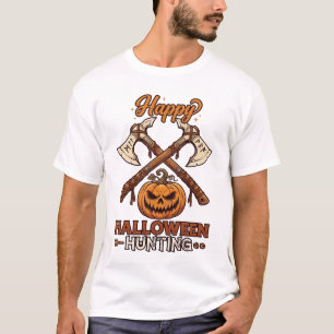 T-shirt Joyeux Halloween Chasse Haches Croisées Citrouille