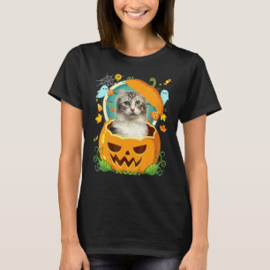 T-shirt Joyeux Halloween Citrouille Chat American Curl Sor