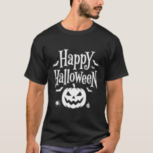 T-shirt Joyeux Halloween Citrouille Chauve-Souris Araignée