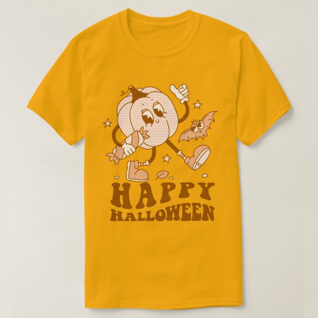 T-shirt Joyeux Halloween| Citrouille de points de Polka ré (Design devant)