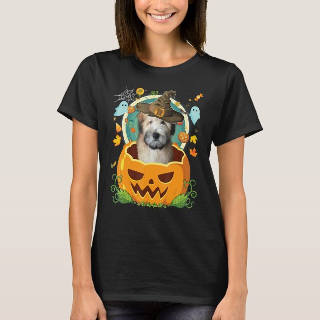 T-shirt Joyeux Halloween Citrouille Wheaten Terrier Chien  (Devant)