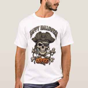 T-shirt Joyeux Halloween Crâne de Pirate Os Croisés Citrou