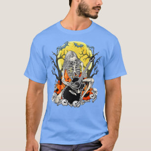 T-shirt Joyeux Halloween Drôle Squelette Jouer Pompe de Gu