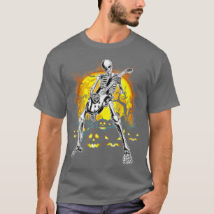 T-shirt Joyeux Halloween Drôle Squelette Jouer Pompe de Gu