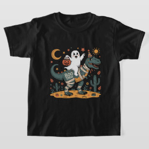 T-shirt Joyeux Halloween, Fantôme sur T-Rex Momie avec Cit