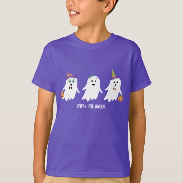T-shirt Joyeux Halloween Fantômes Trick Ou Treat (Devant)