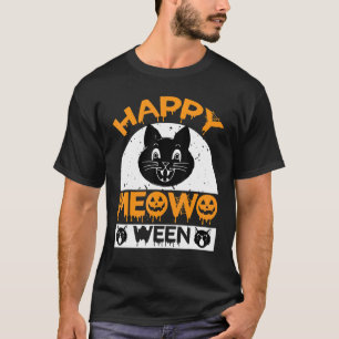 T-shirt Joyeux Halloween Meow O Ween Mignon Chat Noir Fête