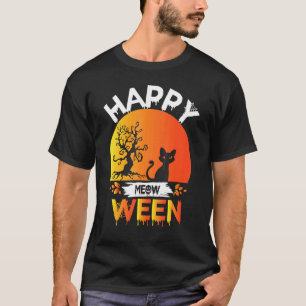 T-shirt Joyeux Halloween Meow O Ween Mignon Chat Noir Fête
