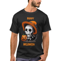 Joyeux Halloween Mignon Kawaii Squelette & Citroui