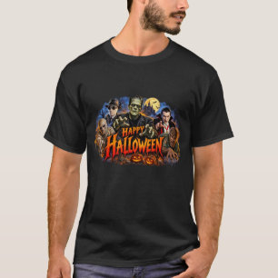 T-shirt Joyeux Halloween Monstres Classiques Horreur Vinta