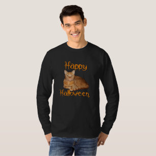 T-shirt Joyeux Halloween non effrayant Tabby orange chat