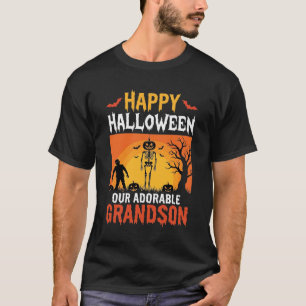 T-shirt Joyeux Halloween Petit-Fils Squelette Citrouille
