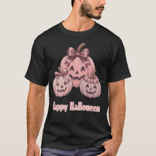 T-shirt Joyeux Halloween Pinkoween Trio de citrouilles vin