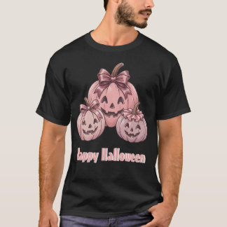 T-shirt Joyeux Halloween Pinkoween Trio de citrouilles vin