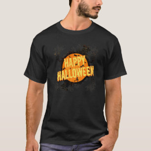 T-shirt Joyeux Halloween Sorcière Maison Hantée Chat Noir