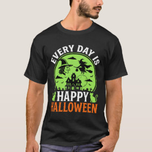 T-shirt Joyeux Halloween Sorcière Maison Hantée Vecteur