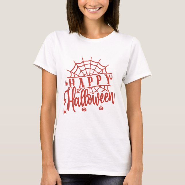 T-shirt Joyeux Halloween Spiderweb Ariders mignonne Hallow (Devant)