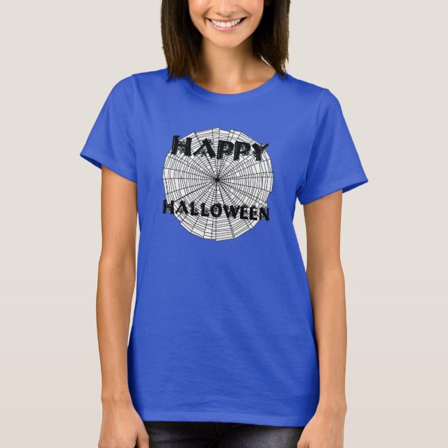 T-shirt Joyeux Halloween sur Spider Web Womens Tee (Devant)