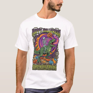 T-shirt Joyeux Halloween Trick Or Treat Squelette Rex Feu