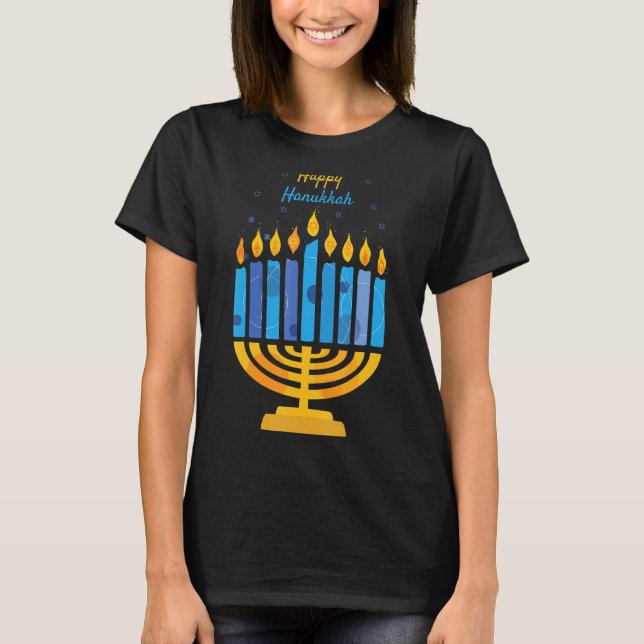 T-shirt Joyeux Hanoukka bougies Menorah Jewish Hanoukka 20 (Devant)
