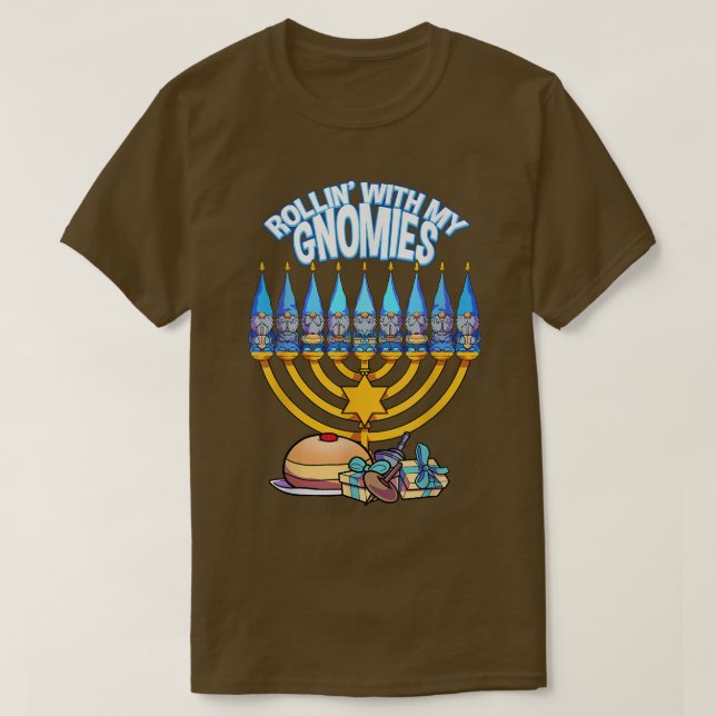T-shirt Joyeux Hanoukka Rollin Avec Mes Gnomies Juifs Noël (Design devant)