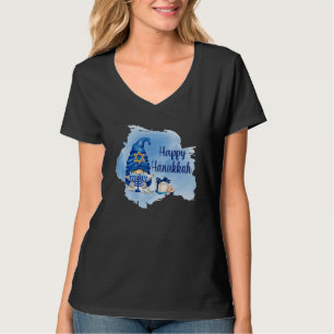 T-shirt Joyeux Hanukkah Shalom Gnome Menorah Juif