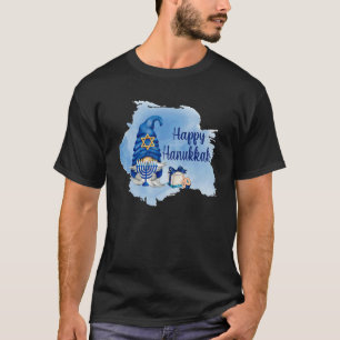 T-shirt Joyeux Hanukkah Shalom Gnome Menorah Juif