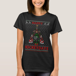 T-shirt Joyeux Hockeydays Ice Hockey Arbre de Noël laid Xm