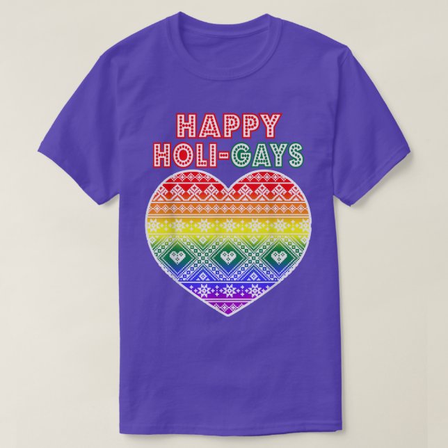 T-shirt Joyeux HoliGAYS LGBTQ+ style de Noël (Design devant)