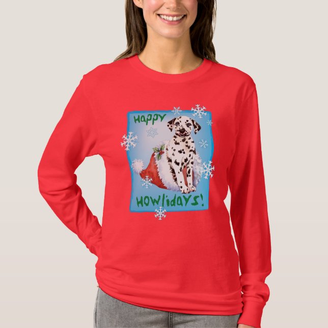 T-shirt Joyeux Howlidays Dalmatien (Devant)