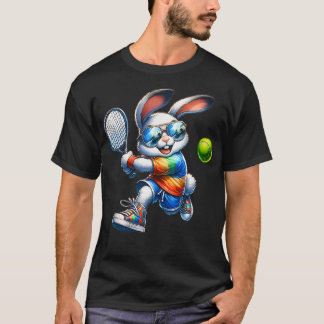 T-shirt Joyeux Joueur de tennis de Pâques Bunny Sport
