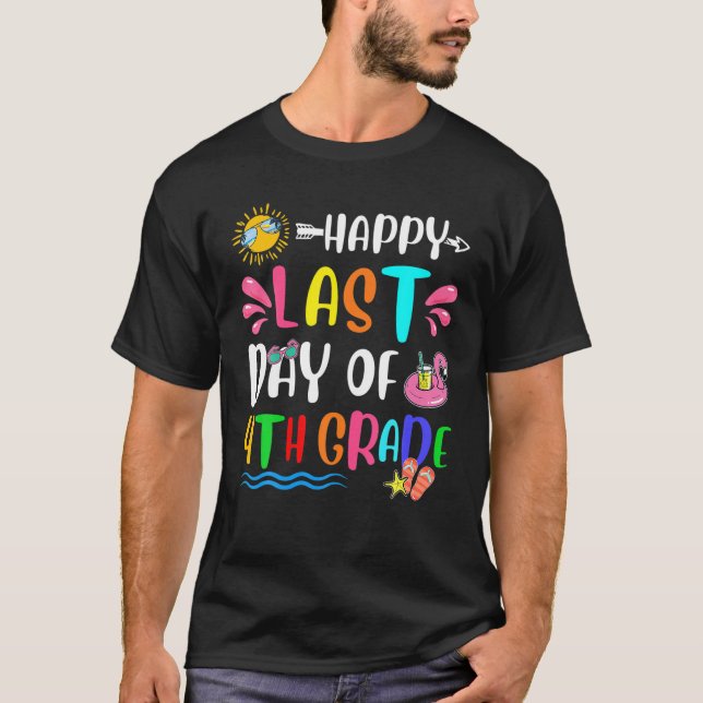 T-shirt Joyeux Jour De L'École 4E Année Fin De L'Année Gar (Devant)