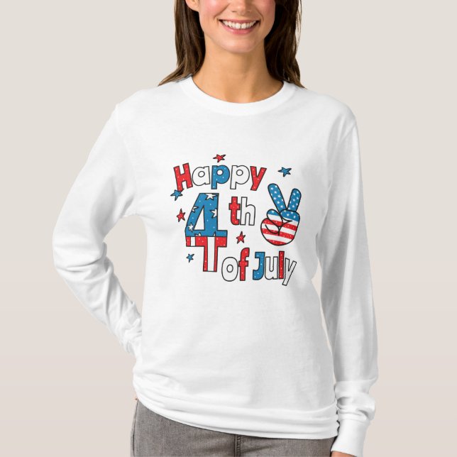 T-shirt Joyeux Jour de l'Indépendance 4 juillet (Devant)