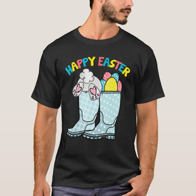 T-shirt Joyeux Jour de Pâques Bottes de Pâques OEufs de Pâ (Devant)