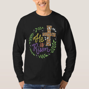 T-shirt Joyeux jour de Pâques Croix chrétienne Femmes, Il