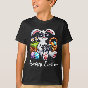 T-shirt Joyeux Jour de Pâques Jeu Vidéo Oeuf Bunny Enfants