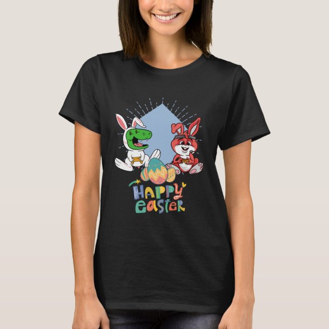 T-shirt Joyeux Jour de Pâques Oeuf Lapin Drôle Garçons Fil (Devant)