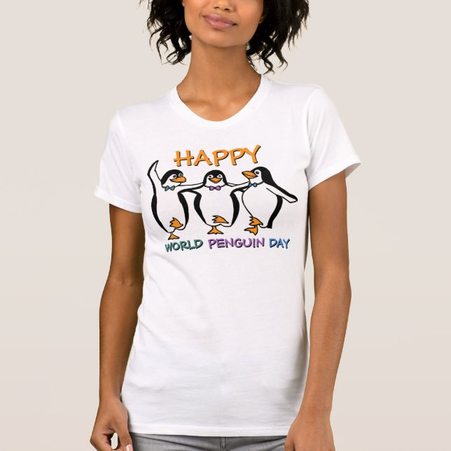 T-shirt Joyeux Jour des pingouins du monde Texte de vacanc (Devant)