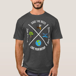 T-shirt Joyeux Jour des terres Plantes arbres Mer propres
