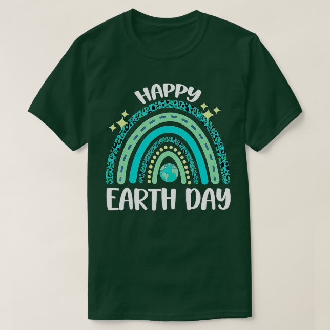 T-shirt Joyeux Jour des terres Rainbow Leopard Green Jour  (Design devant)