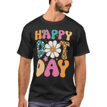 Joyeux Jour Point Hippie Fleurs Sourire Visage Sup