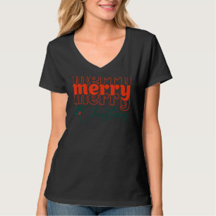 T-shirt Joyeux Joyeux Emballé Rouge Et Vert Correspondant
