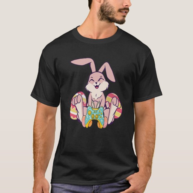 T-shirt Joyeux Joystick de Pâques Bunny Ear amusant Jeu en (Devant)