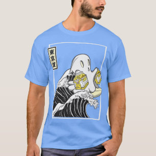 T-shirt Joyeux Kawaii Ghost Banana Milk Surfing Japon Kana